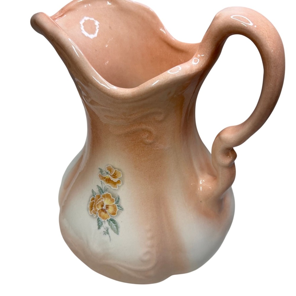 VINTAGE IRONSTONE WATER PITCHER Peach‎ vase